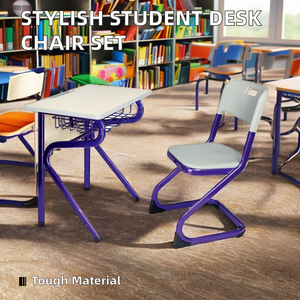 Prix d'usine – Ensemble bureau et chaise d'écolier moderne de haute qualité en métal et contreplaqué PT-306I – Bureau individuel et chaise pour étudiant - Product Image 6