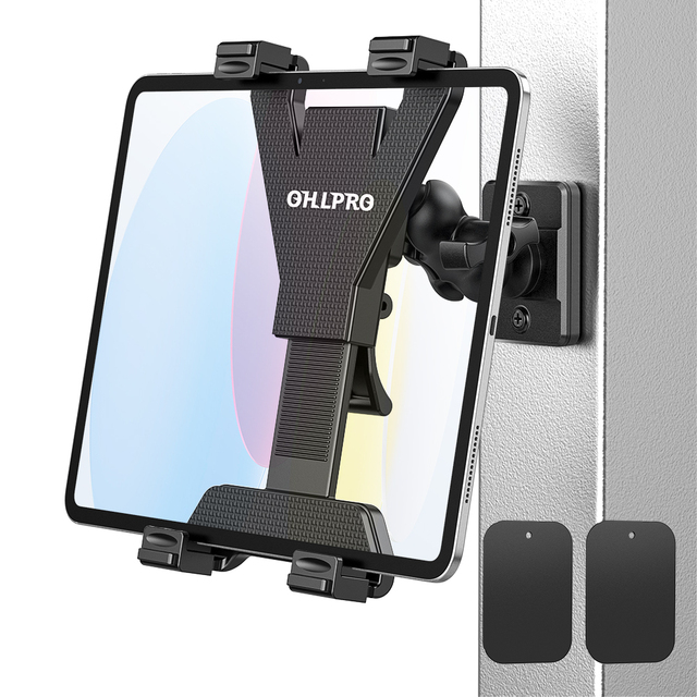 360° Rotation Multi-Angle Adjustable Drilled Base Magnetic Tablet Wall Mount Holder for 7-13inch Office Home Use for ipad