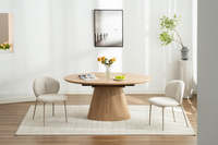 Table à manger ovale extensible de style scandinave 160/200 cm en chêne, table de cuisine pour 4/6/8 personnes, meubles en bois