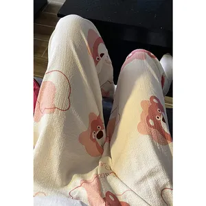 Herfst Mooie Lange Pyjama Broek Vrouwen Zomer Dunne Losse Casual Broek Wijde Pijpen Comfortabele Goedkope Pyjama