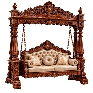 Jhula de Madera de Teca Tallada a Mano de Lujo para el Hogar, Sofá Columpio de Madera Tallada Estilo Victoriano, Jhula de Teca Tallada de Inspiración Antigua, EE. UU. - Product Image 2