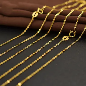 Vente en gros 40-45cm 18k or véritable O collier ras du cou chaîne jaune Rose or solide bijoux femmes chaîne collier personnalisé