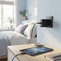 Chargeur rapide 45W avec câble fixe compatible avec Hp/Dell/Lenovo etc. et téléphone portable/tablette/casque