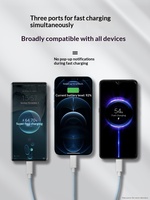 Câble de charge trois-en-un avec connecteurs USB-A/Type-C pour téléphones iPhone/Android/Mate 70 ; Charge rapide 100W, multi-ports, pour voiture