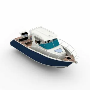 7.5m High Speed Cabin Cruiser Half Windproof Sport Yacht With Walkaround Aluminum Fishing Boat