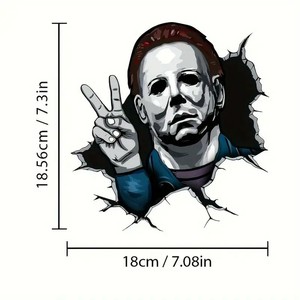 Stiker Mobil 3D Lucu Stiker Mengintip untuk Jendela Mobil Bumper untuk Kendaraan Laptop Dinding Stiker Retak Dekorasi Mobil Halloween - Product Image 2