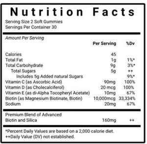 Gomitas de Biotina KLIFE OEM, Suplemento para Cabello, Piel y Uñas Saludables, Apoya el Crecimiento del Cabello, Vitaminas y Minerales - Product Image 4