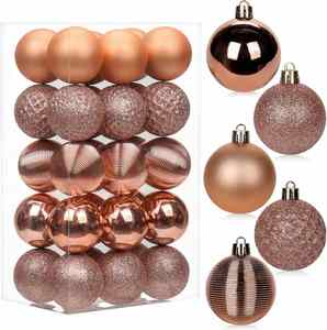 In-Stock 34pcs High Quality Luxury for Gold Pink Combination Set Round Shatterproof Pendant Decoration Christmas Ball - Product Image 1