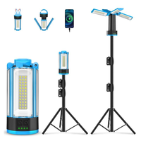 Lampe de camping multifonctionnelle pliable avec support réglable, magnétique, étanche, lampe torche LED pour le camping en plein air, trépied, lampe de travail