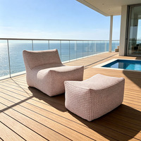 Chaise de loisirs d'extérieur pour piscine, en tissu tressé compressé, canapé simple avec ottoman pour hôtel, complexe hôtelier, patio, plage