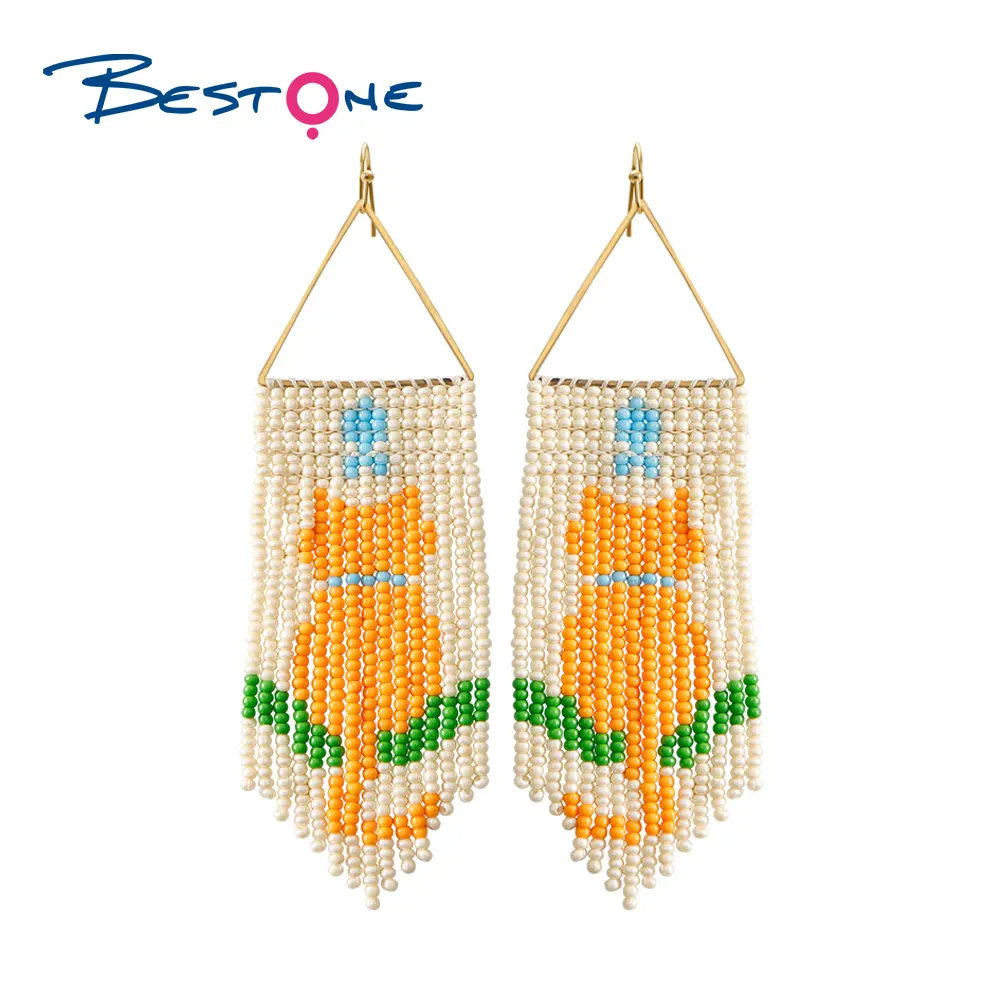 Bestone รูปแบบที่กําหนดเองฤดูร้อนแมวน่ารักทําด้วยมือลูกปัดห้อยต่างหูต่างหู Boho สําหรับวันหยุด