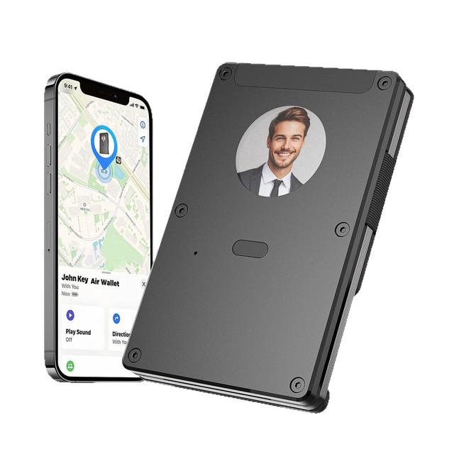 DIY E-ink Screen Display Air Tag Aluminum Wallet Card Holder Tracking Location Wallet With Money Clip Works with IOS Android