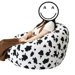 VISI वयस्क उपयोग के लिए गाय प्रिंट मखमल अश्रु बीन बैग कुर्सी बेडरूम