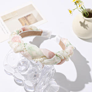 عصابة رأس شبكية مزينة باللؤلؤ على شكل زهور، إكسسوار شعر راقي للنساء - Product Image 5