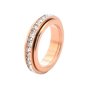 Rotating Double <b>Circle</b> <b>Ring</b> for Women | Stainless Steel with Cubic Zirconia | Trendy Fashion <b>Ring</b> - Product Image 5