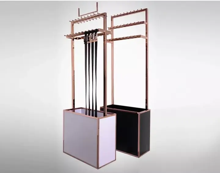 2020 Retail Custom Belt Display Cabinet Design Belt Rack Stand Wooden Display Stand For Garment Shop