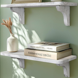 Étagère murale double niveau robuste en bois massif détachable pour salon, salle de bain et cuisine (stockage alimentaire et épices) - Product Image 5