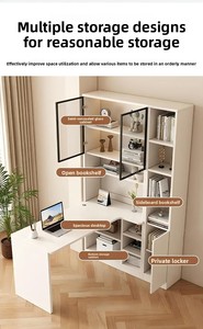 Juego <span class=keywords><strong>de</strong></span> muebles <span class=keywords><strong>de</strong></span> oficina, escritorio <span class=keywords><strong>de</strong></span> computadora en forma <span class=keywords><strong>de</strong></span> L, color blanco, con librero con puerta <span class=keywords><strong>de</strong></span> vidrio, muebles <span class=keywords><strong>de</strong></span> oficina en casa RTA, venta al por mayor, ingeniería - Product Image 5