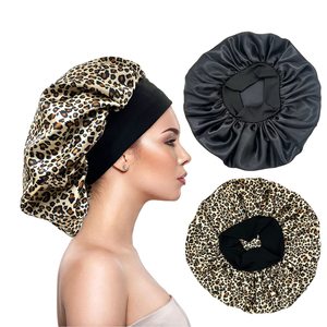 Vente en gros personnalisé monocouche Super Big Floral Printing Leopard Breathable High Stretchy Beauty Sleeping Cap Bonnet en satin soyeux - Product Image 1