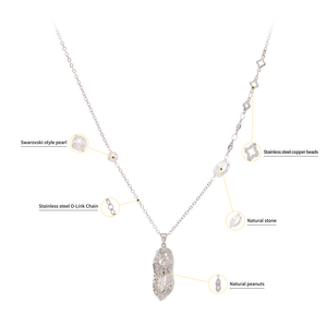 <span class=keywords><strong>Collana</strong></span> <span class=keywords><strong>con</strong></span> Ciondolo a Catena Naturale in Stile Fairycore, Ispirata alla Natura Botanica, Placcata in Oro 18K, Raffinata <span class=keywords><strong>con</strong></span> Perle - Product Image 6