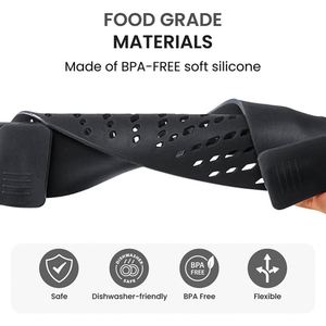 Passoire de cuisine en silicone mains libres à clipser, qualité alimentaire, compatible lave-vaisselle, pour pâtes, viande, légumes, fruits - Product Image 2