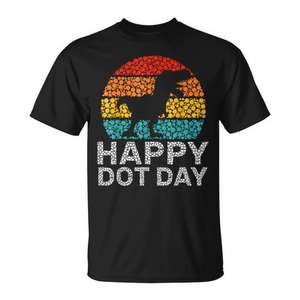 Happy Dot Day T-shirt coloré à pois avec dinosaures pour garçons - Product Image 1