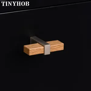 Modern Nordic Minimalist T Bar Holzgriff Hardware-Schrank im europäischen Stil Schreibtisch Schubladen schrank Kleider schrank Quadratischer Griff W-0281
