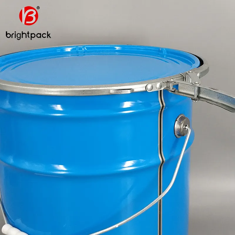 Round Tin Bucket Chemical Barrels 18 Liter Closed Tin Buckets with Hoop