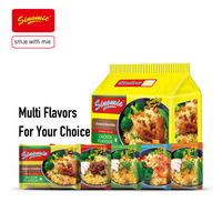 SINOMIE 5 pièces et sachets individuels de nouilles instantanées 5 saveurs : poulet, bœuf, légumes, fruits de mer, curry