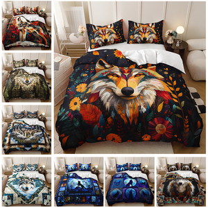 Impression numérique 3D OEM/ODM disponible ensemble de housse de <span class=keywords><strong>couette</strong></span> à motif de <span class=keywords><strong>loup</strong></span> de style nordique moderne - Product Image 2