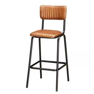 Trona de Metal de estilo Industrial, respaldo moderno de cuero de terciopelo ajustable para Pub, restaurante, apartamento, uso de India - Product Image 1