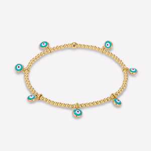 Yüksek kalite moda elastik nazar bilezik 18k altın kaplama takı kadınlar için su geçirmez paslanmaz çelik Set - Product Image 5