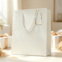 Elegante Hochzeits-Geschenktüte Weiß-Gold-Foliendruck Premium Geschenk-Einkaufstasche mit Griff und Anhänger