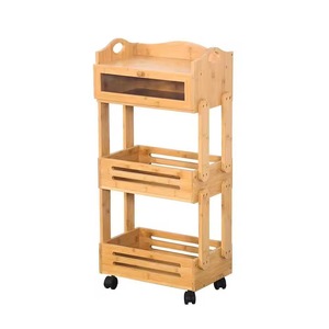 Bamboo floor-<b>standing</b> multi-tiered <b>vegetable</b> and fruit storage rack, Japanese minimalist style plant and flower pot shelf - Product Image 5