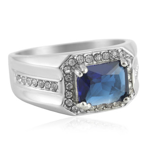 European American Style <b>Titanium</b> Steel Red Gemstone <b>Ring</b> Geometric Shape Prong Setting Women's Fashion Jewelry Gift 210166 - Product Image 2
