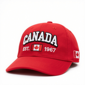 Nueva promoción, sombrero de papá bordado de Canadá, gorra de camionero de 5 paneles desgastada duradera, gorra de béisbol para uso al aire libre, malla bordada 3D teñida - Product Image 1