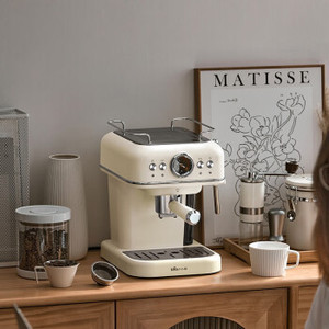 Bear <b>Coffee</b> <b>Maker</b> KFJ-E12R5 Beige Semi Automatic 6-10 Cups With Cup Warmer For Home Office - Product Image 3
