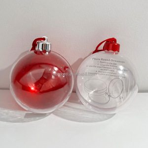 Rõ ràng đồ trang sức có thể mở ra trong suốt bóng giáng sinh hình cầu kích thước khác nhau cây trang trí nhà trang trí một nửa Màu Đỏ nửa trong suốt - Product Image 2