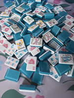 Juego de Mahjong Americano Azul Lago 2026, ¡Oferta Caliente! Diversión de Verano para 4 Jugadores, Fichas de Acrílico con Tapete Plegable, Set de Mahjong para el Tiempo Libre