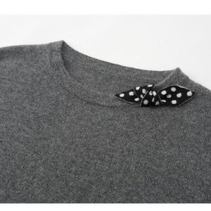 Autunno autunno Casual maglia girocollo Pullover da donna girocollo tinta unita morbido comodo tessuto sottile personalizzato con Logo frontale - Product Image 3