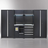 Station d'établi de réparation automobile en acier durable Armoire combinée haute avec 2 armoires murales Rangement d'outils personnalisable OEM