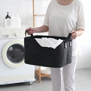 <span class=keywords><strong>Panier</strong></span> de rangement en feutre écologique pliable avec poignées en PU pour la crèche, les vêtements de bébé, les jouets, l'organisation du linge - Product Image 2