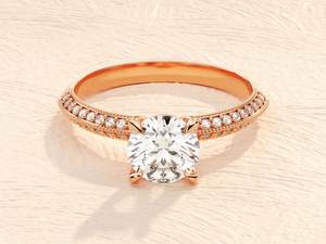 Elegante anillo de bodas de compromiso de eternidad de diamante de moissanita de Plata de Ley 925 de lujo para mujer accesorio chapado en oro - Product Image 6