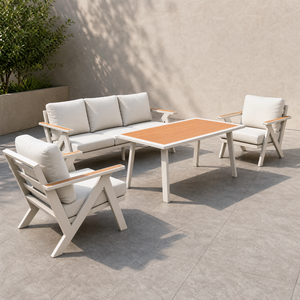 Canapé d'extérieur en aluminium prêt pour la livraison en gros, expédition par lots multi-propriétés, MOQ 2+, pour les opérateurs de retraites bien-être - Product Image 1
