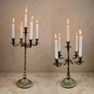 LANJO Chandelier antique en laiton massif durable à 3 bras, support de bougie, décoration d'intérieur, centre de table - Product Image 1