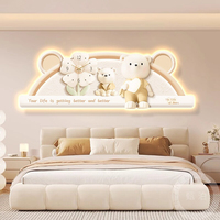 Tableau décoratif tête de lit Ours de dessin animé avec horloge LED, lampe murale d'ambiance pour canapé, style Art Déco, tableau mural suspendu pour chambre à coucher