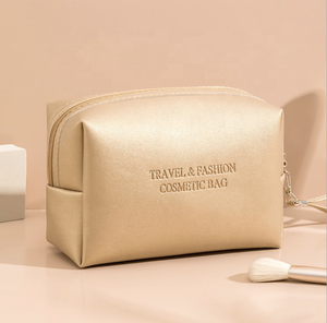 Custom Rectangular Shape Leather Cosmetic Bag Personalize Travel PU <strong>Make</strong> <strong>up</strong> Pouches Wholesale - Product Image 2