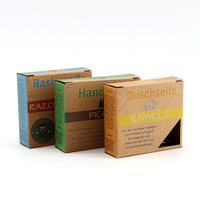 Boîte d'emballage de savon en papier kraft biodégradable écologique, conception de logo personnalisée, impression en feuille d'or en relief pour usage cosmétique