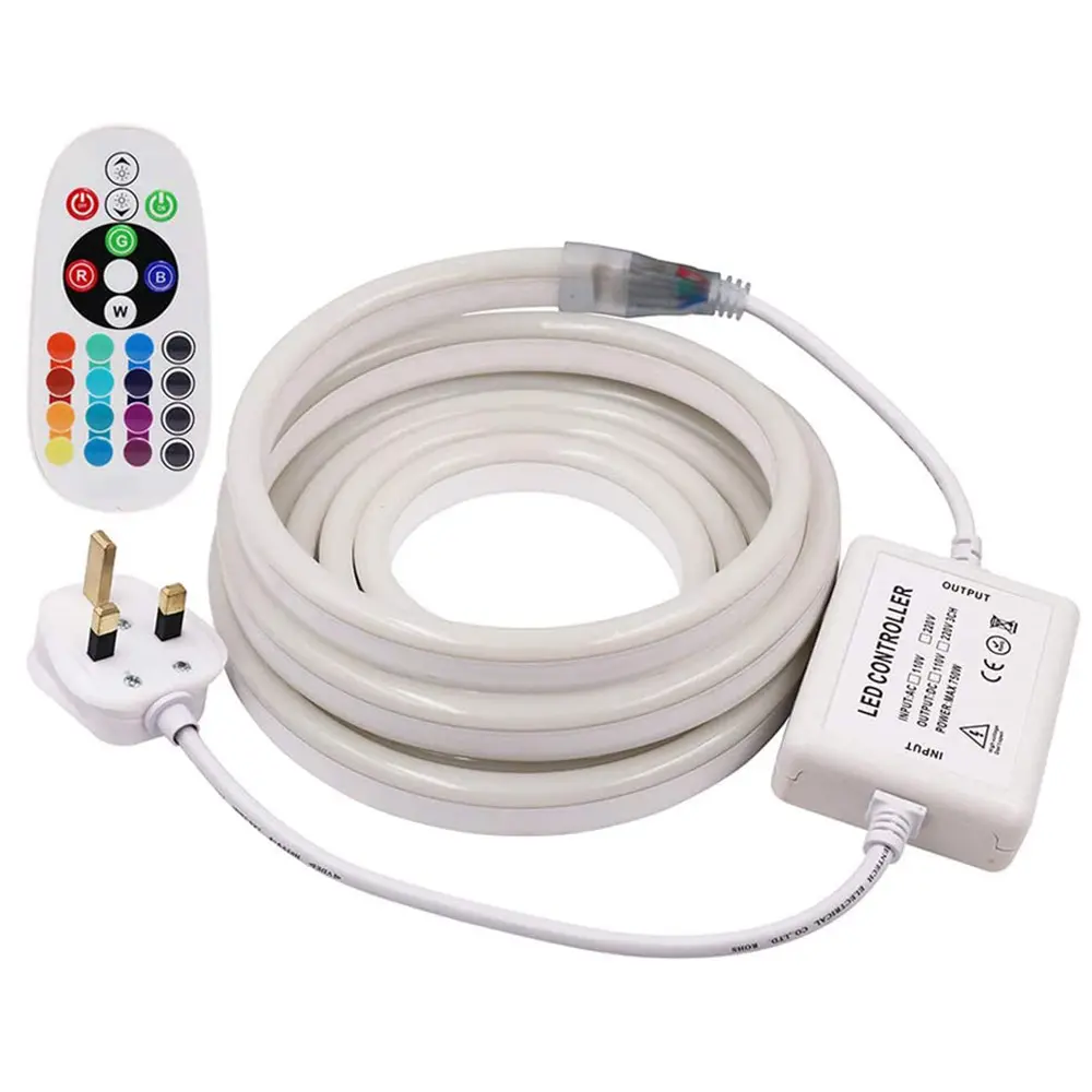 220V LED Neon Light Kit 110V RF Remote Control 5050 ip67 waterproof 5M RGB Strip Flex LED Neon Light with RF Remote Control