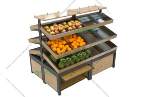 Giá để trưng bày hoa quả và rau củ bằng gỗ tại siêu thị - Product Image 2
